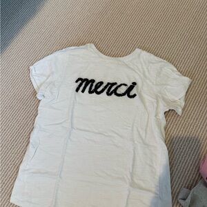 Cinq à Sept White Tee with Black Sequin Merci